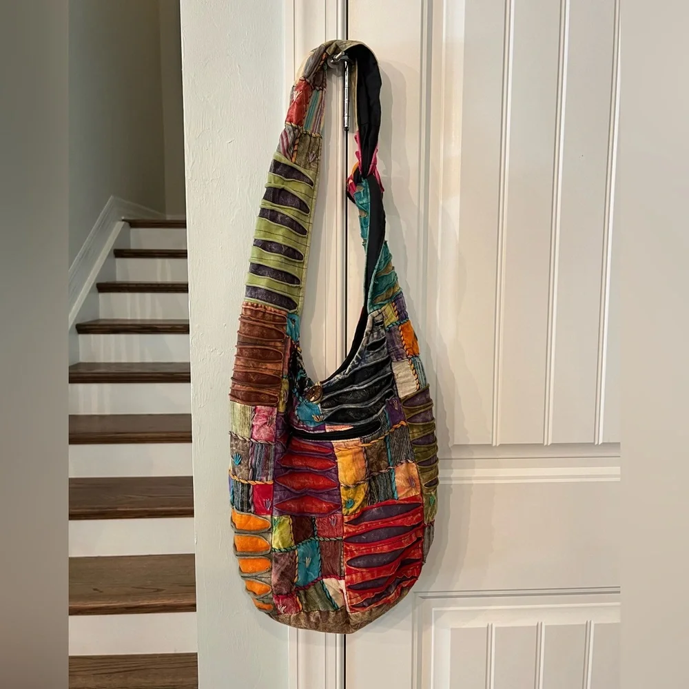 Boho Patchwork Hobo Bag Hippie Festival Crossbody Purse